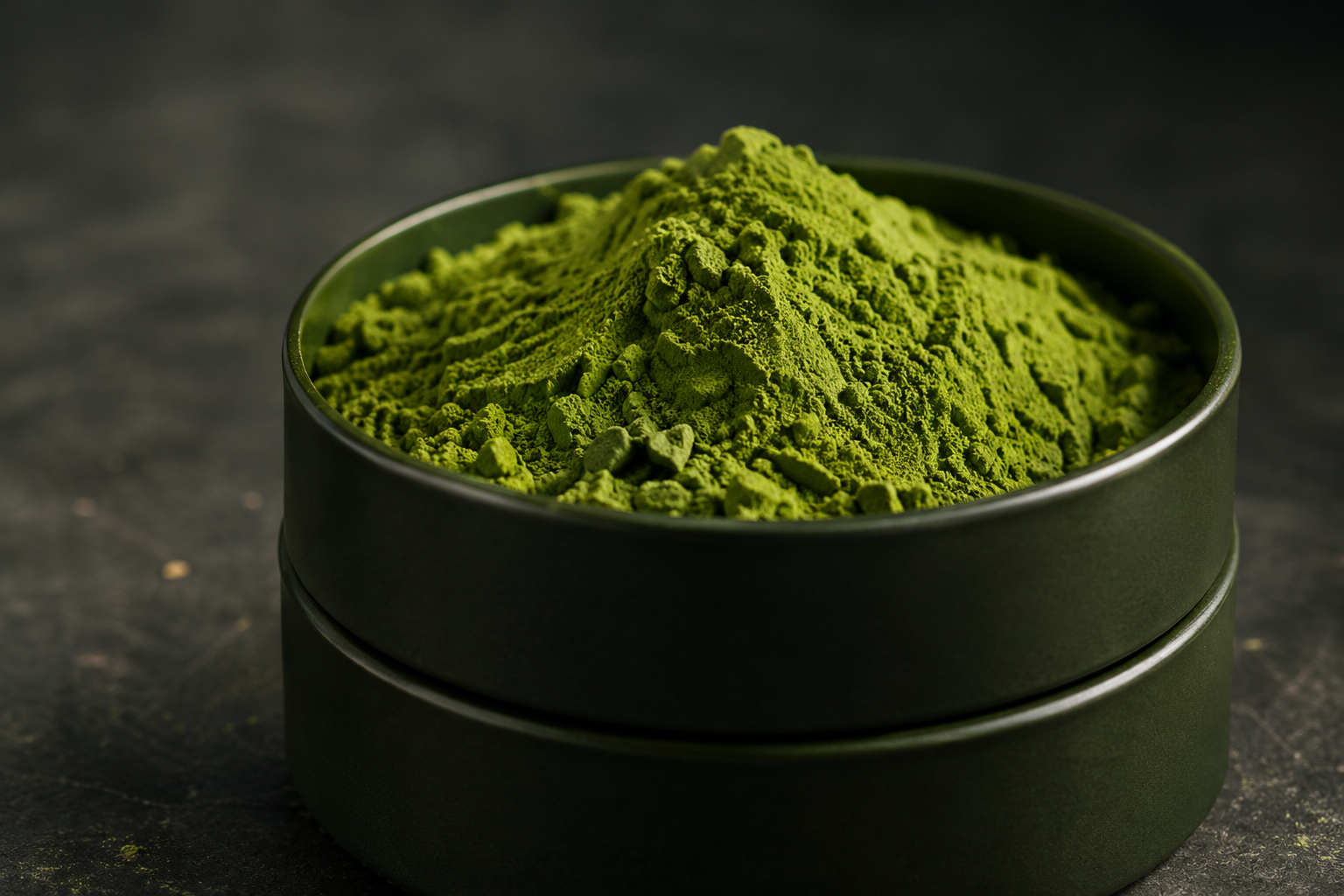 Sealed tin of fresh matcha